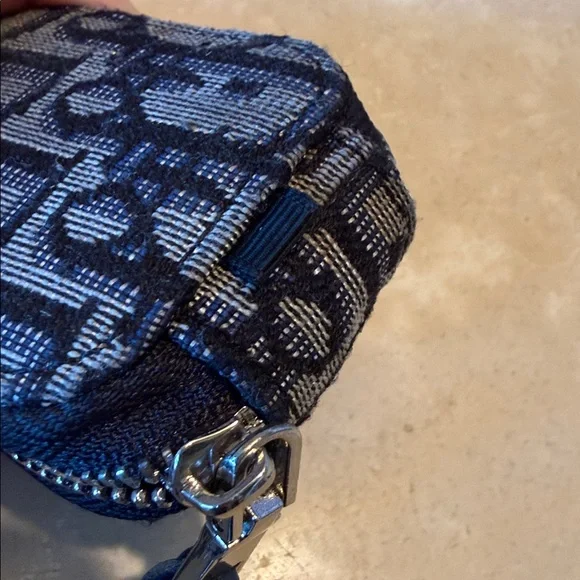 Christian Dior Paris Small Air Pod Case Jewelry Travel Navy Blue Logo - Picture 7 of 8